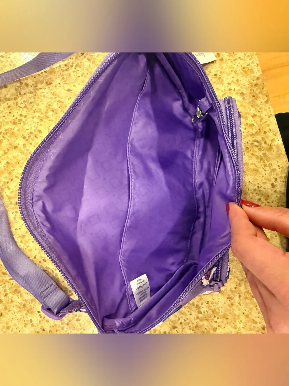 Vera Bradley Purple Floral Kids Belt Bag with ID Holder and Lanyard